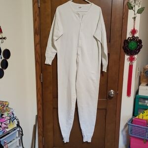 100 % cotton one piece button down longjohns with button butt flap-vintage.#13